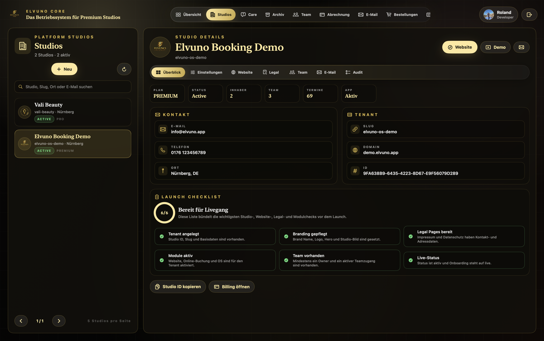 Elvuno Core Studio Detail auf dem Mac